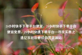 24小时快手下单平台便宜，24小时快手下单平台便宜免费，24小时快速下单平台—寻找实惠之选亿乐社区低价自营货源站