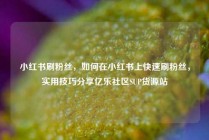 小红书刷粉丝，如何在小红书上快速刷粉丝，实用技巧分享亿乐社区SUP货源站