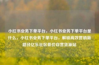 小红书业务下单平台，小红书业务下单平台是什么，小红书业务下单平台，解锁高效营销新路径亿乐社区低价自营货源站