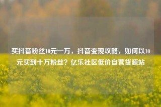 买抖音粉丝10元一万，抖音变现攻略，如何以10元买到十万粉丝？亿乐社区低价自营货源站