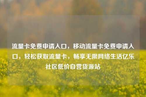 流量卡免费申请入口，移动流量卡免费申请入口，轻松获取流量卡	，畅享无限网络生活亿乐社区低价自营货源站  第1张