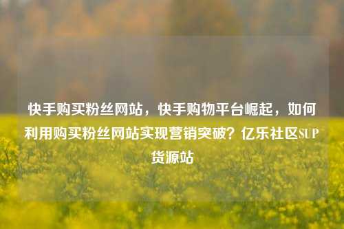 快手购买粉丝网站	，快手购物平台崛起，如何利用购买粉丝网站实现营销突破？亿乐社区SUP货源站  第1张