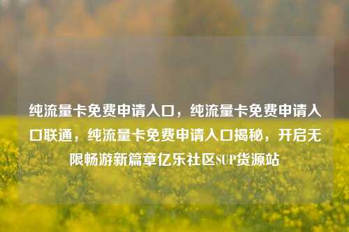 纯流量卡免费申请入口，纯流量卡免费申请入口联通，纯流量卡免费申请入口揭秘	，开启无限畅游新篇章亿乐社区SUP货源站  第1张